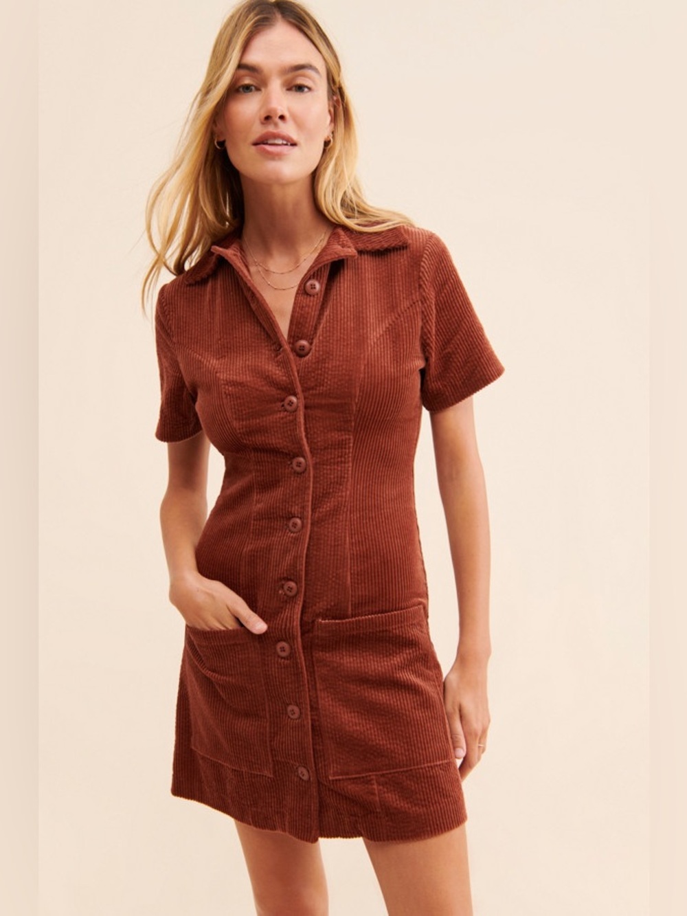 Rolla’s Francoise Cord Dress In Chestnut Size XS